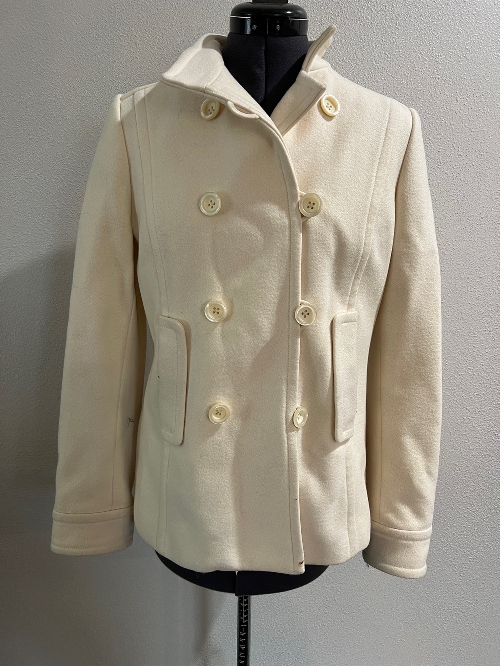 Banana Republic Cream Double-Breasted Peacoat